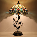 Tiffany Table Lamp, Stained Glass Style Desk Lamp, 12X12X19 Inch,Bedside Reading Light, Metal Leaf Base (Seven Color Baroque)