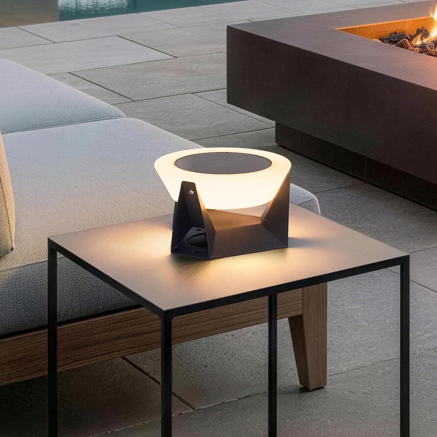 MVBT Solar Lamp, Small Solar Table Lamp, 3000K Outdoor Lanterns for Patio Waterproof, Modern Lantern Outdoor Table Lights, LED Garden Light, Dusk to Dawn Floor Lamps for Outside Deck Yard Decorative