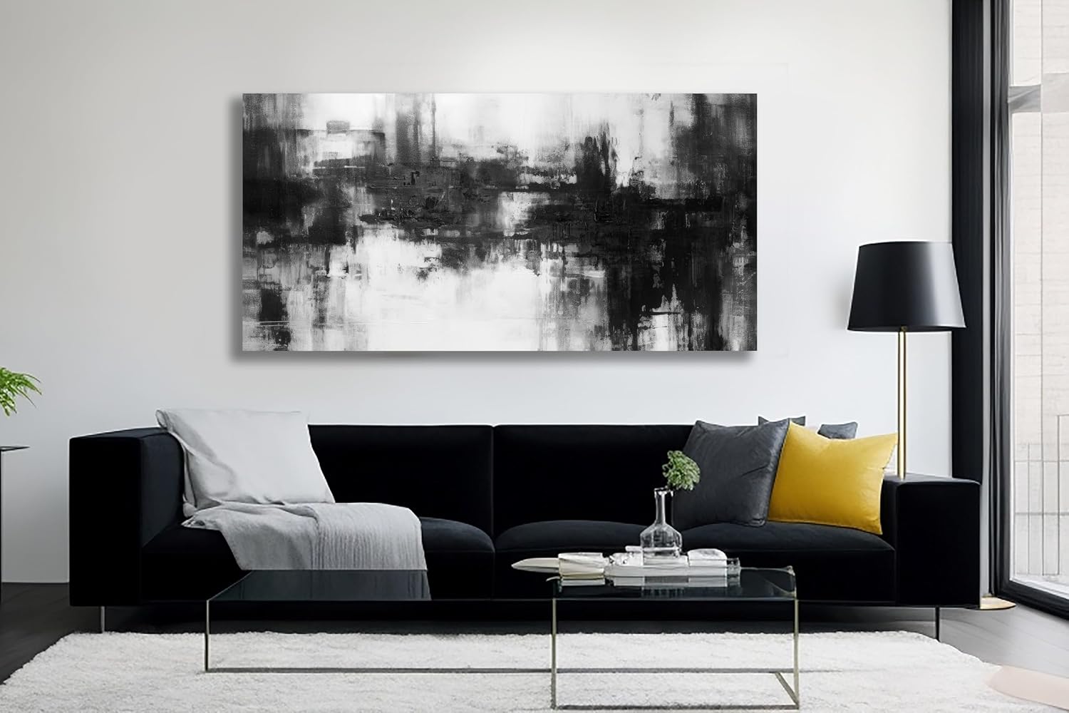 VHMING Black Abstract Wall Art Decor Black and White Painting Pop Culture Wall art Rock Room Decor Art Canvas Wall Decoration Artwork for Bedroom Home Office Dining Room Decoration 29'x58'
