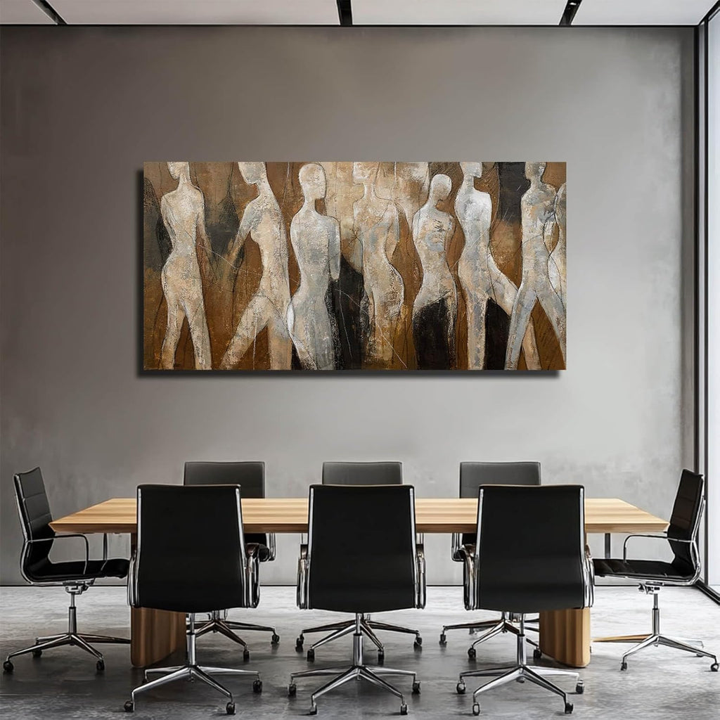 CHUDANHAO Graffiti Line Artwork Brown Picture Wall Decor Black Abstract Wall Art for Living Room Hotel Office Wall Hanging Decor 29'x58' Large Size
