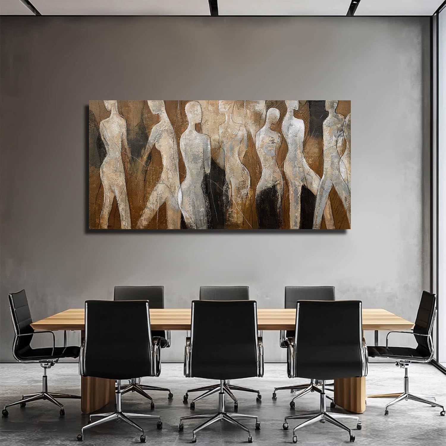 CHUDANHAO Graffiti Line Artwork Brown Picture Wall Decor Black Abstract Wall Art for Living Room Hotel Office Wall Hanging Decor 29'x58' Large Size