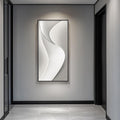 Large Framed Modern Abstract Vertical Wall Art for Living Room, Bright Style Luxury Art Prints Paintings Artwork for Walls, Silver Gray Minimalist Pictures for Hallway Entryway Foyer Stair Office Wall Decor 30x60 In