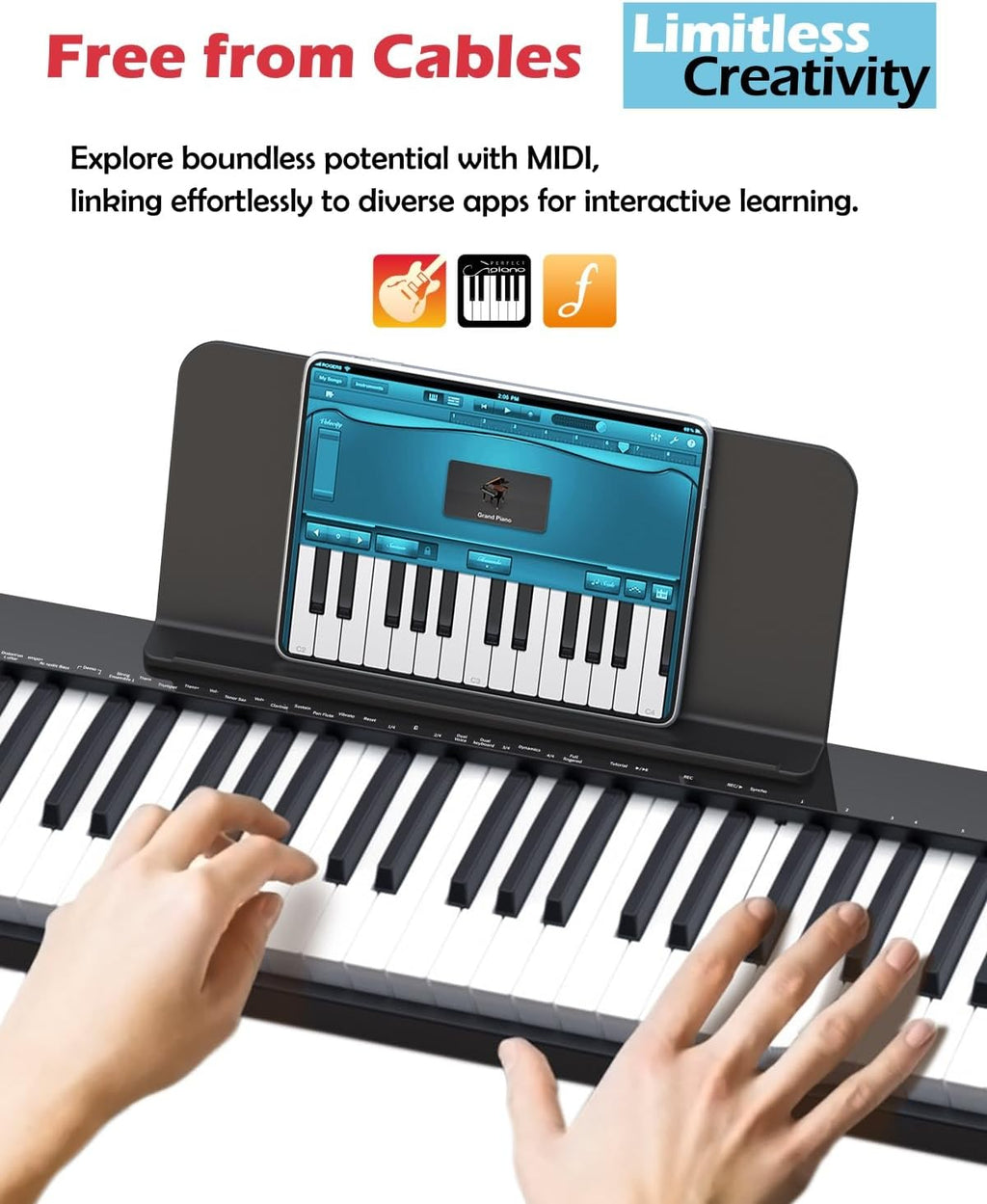 NikoMaku Semi-weighted 88 Keys Piano Keyboard Compact Portable Digital Piano Set for Beginners with Stand, Carrying Case, Sustain Pedal, Headphones, SWAN-S Black