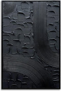 Slyart Black Textured Abstract Wall Art, Hand Painted Contemporary Minimalist Art Oil Painting, 24'x36' Framed Thick Texture Canvas Home Wall Art