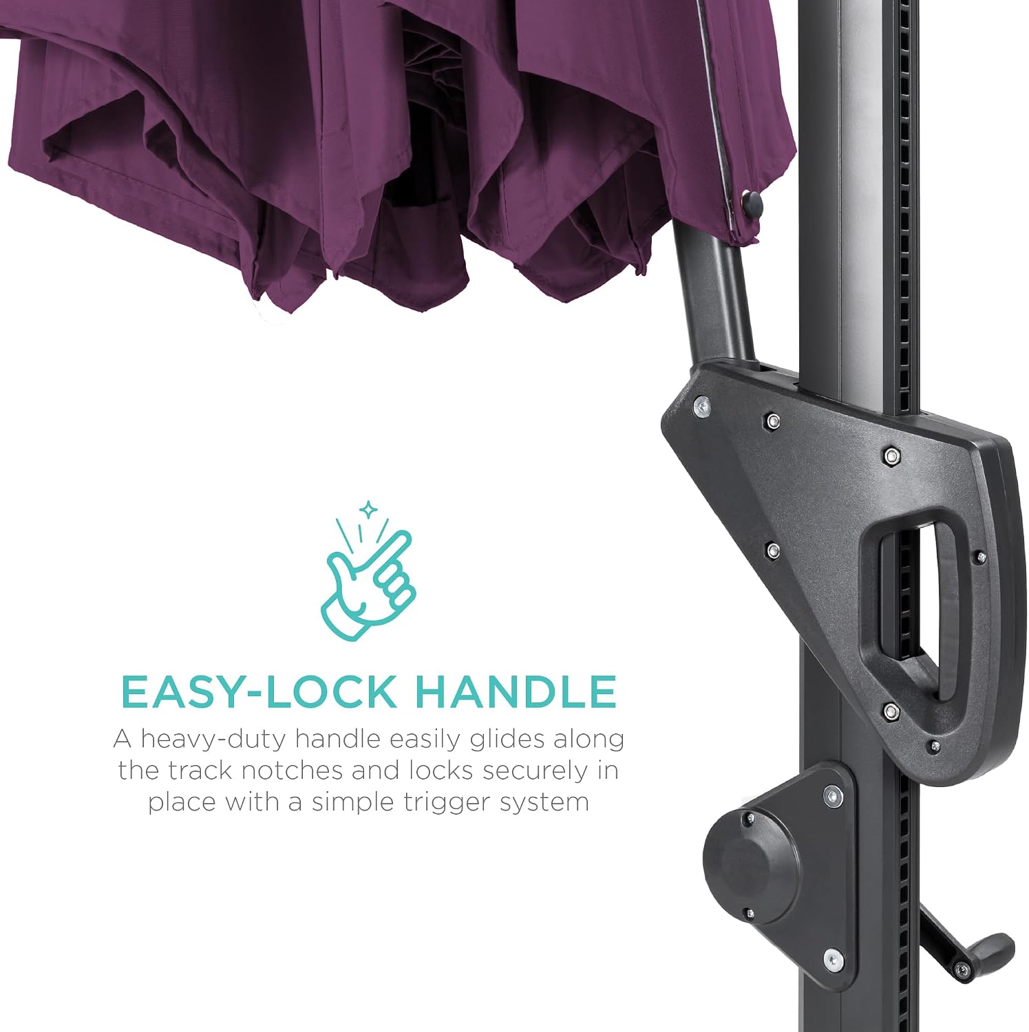 Best Choice Products 10ft Solar LED Cantilever Patio Umbrella, 360-Degree Rotation Hanging Offset Market Outdoor Sun Shade for Backyard, Deck, Poolside w/Lights, Easy Tilt, Cross Base - Purple