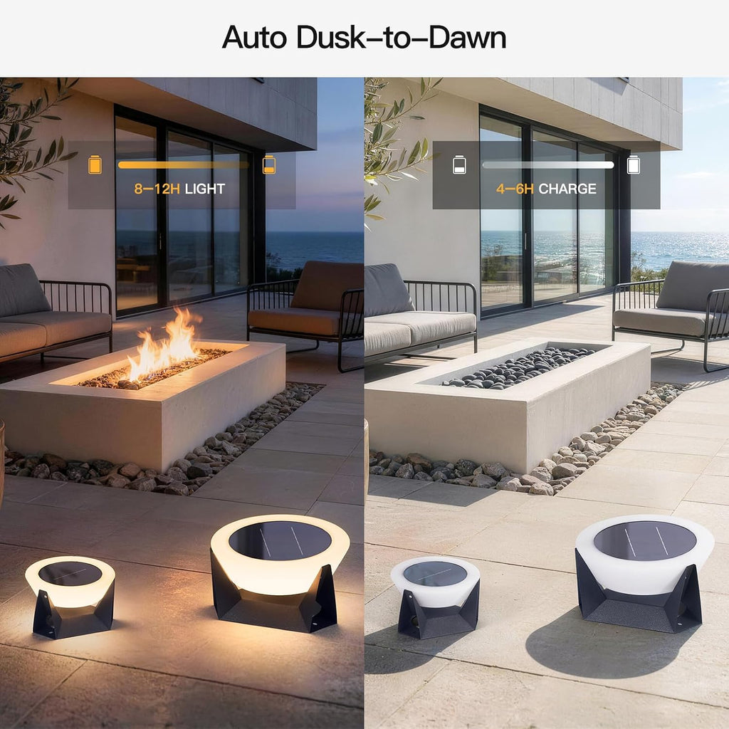 MVBT Solar Floor Lamp, Medium Solar Lantern, 3000K LED Outdoor Lanterns for Porch, Dusk to Dawn Outdoor Lights for Patio, Waterproof Floor Lamps, Modern Garden Lights Free Standing for Deck Table Yard
