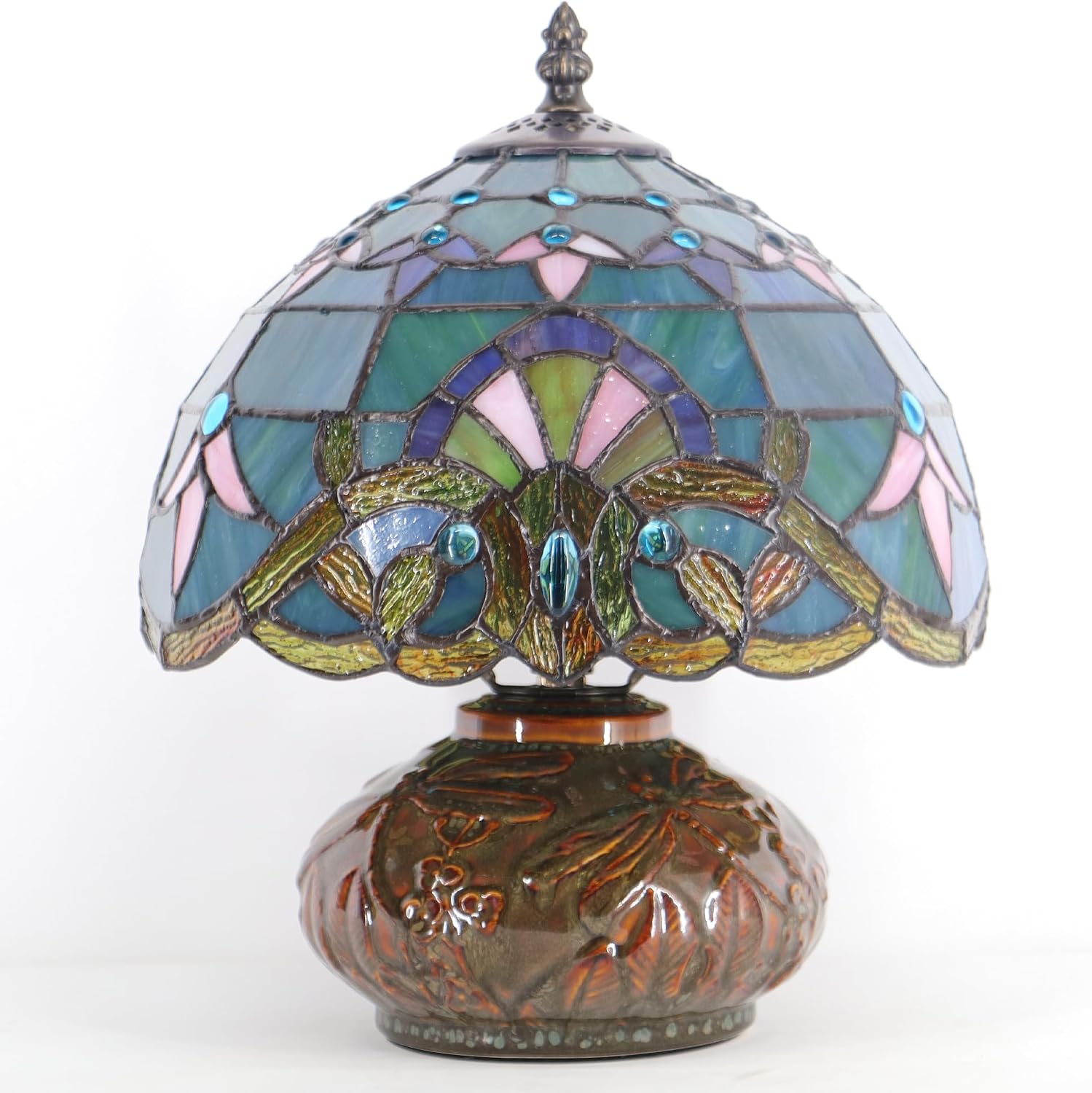 Small Tiffany Table Lamp Mini Mushroom Stained Glass Lamp Memory Sympathy lamp 10X11 Inch (Baroque Style)