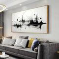 Wall Art Modern Artwork Black And White Canvas Painting Geometric Line Art Wall Decor for Living Room Bedroom Dining Room Home Office Decor 30'x60' with Framed