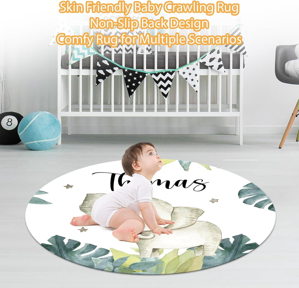 Custom Baby Crib Bedding Set - 5 Piece Nursery Crib Set Woodland Animals Design - Personalized Name Blanket with Dotted Backing, Crib Sheet, Changing Pad Cover, Pillow Cover, Rug for Newborns Color02