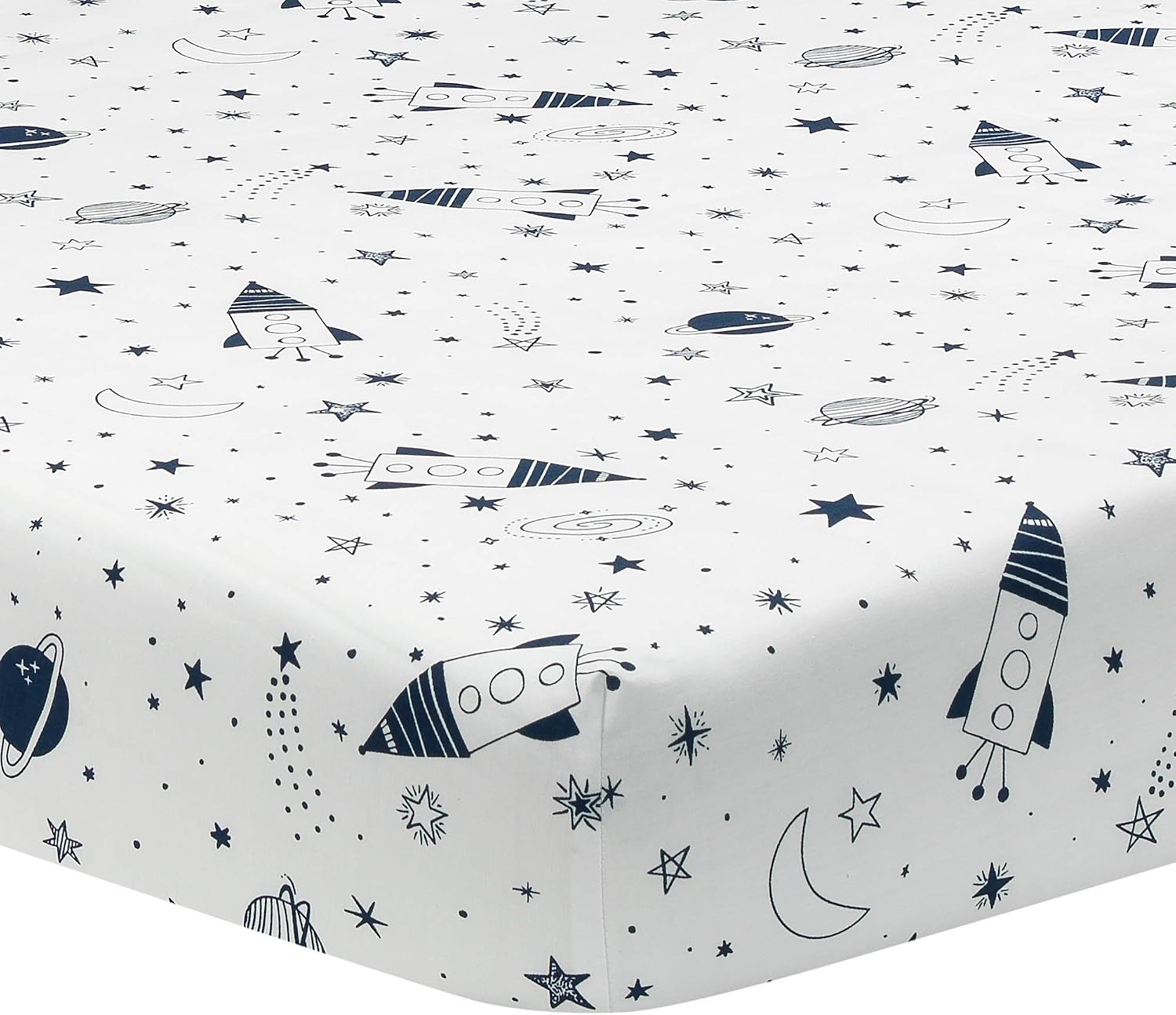 Lambs & Ivy Sky Rocket 5-Piece Blue Galaxy/Space Nursery Baby Crib Bedding Set