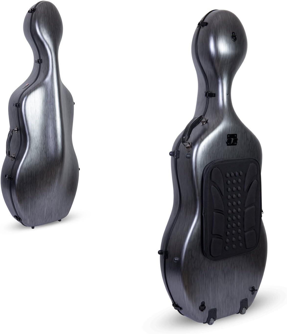 Crossrock Poly Carbon 4/4 Cello Case | Matte Black with Wheels & Music Pouch – Lightweight Hard Shell for Daily Commute & Student Orchestra