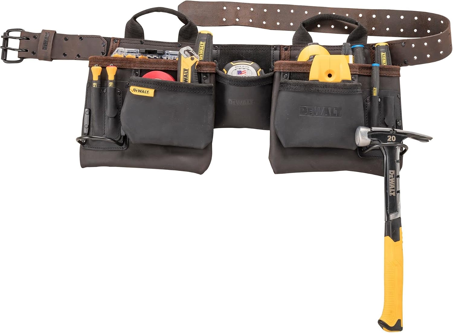 DEWALT Leather Tool Belt, Durable, 11 Pocket Professional Belt (DWST550112) (Pack of 3)