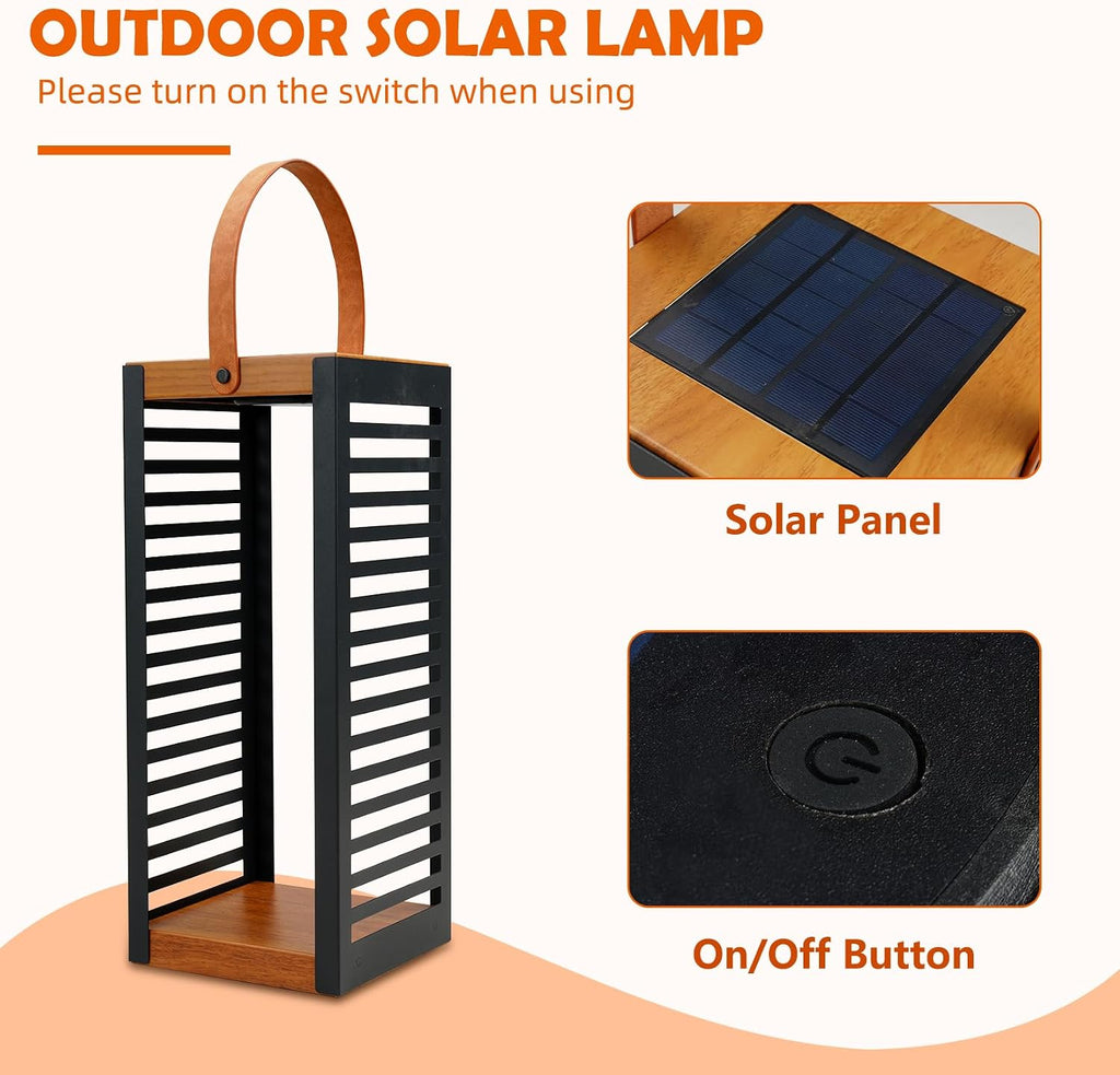 Solar Yard 2-Pack Outdoor Floor Lamp Solar Powered Light, Patio Waterproof Metal Solar Lantern with Handle, Plant Decor for Patio, Yard, Porch, Large+Small