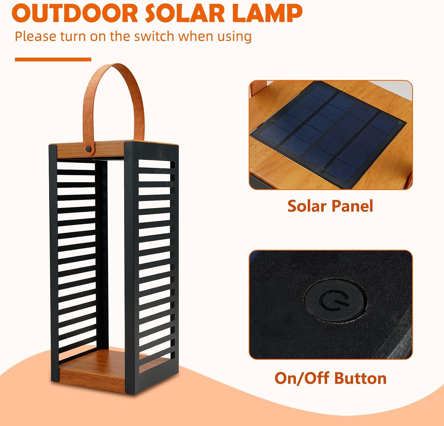 Solar Yard 2-Pack Outdoor Floor Lamp Solar Powered Light, Patio Waterproof Metal Solar Lantern with Handle, Plant Decor for Patio, Yard, Porch, Large+Small