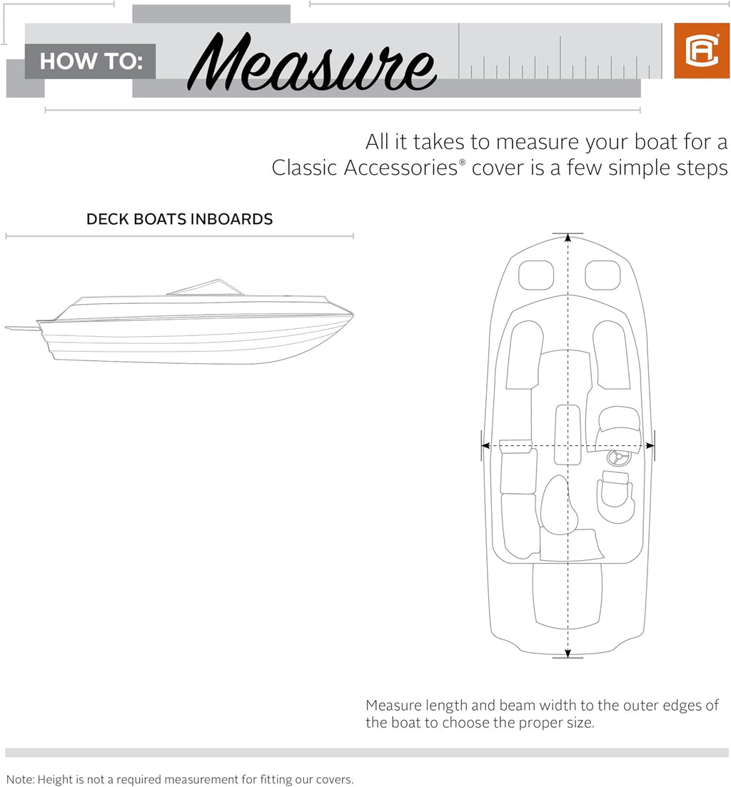 Classic Accessories StormPro Dark Grey Heavy-Duty Deck Boat Cover, Fits Boats 20-22' L x 106' W, Marine Grade Fabric, Water-Resistant, Fits V-Hull Runabouts OutBoards and I/O, Trailerable