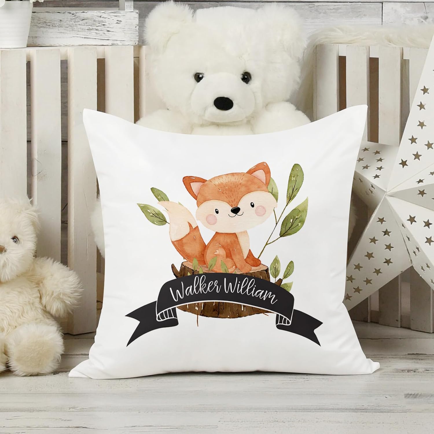 Custom Baby Crib Bedding Set - 5 Piece Nursery Crib Set Woodland Animals Design - Personalized Name Blanket with Dotted Backing, Crib Sheet, Changing Pad Cover, Pillow Cover, Rug for Newborns Color06