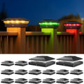 APONUO Solar Post Cap Lights Color Changing - RGB 8 Solid & Gradient Colors, IP65 Waterproof, for 4x4 5x5 6x6 Wood Vinyl Fences, Deck, Patio, Yard, Black, 16 Pack