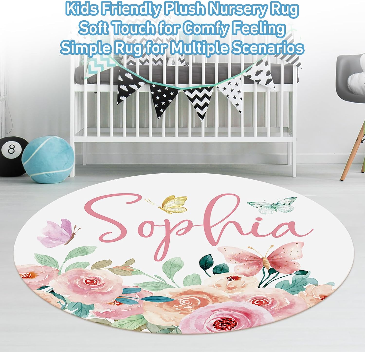 Dyoart Personalized Baby Bedding Set - 5 Piece Custom Baby Crib Set with Name, Double Layer Crib Bedding Set for Boys Girls, Pink Butterfly Nursery Bedding Set, Gift for New Parents Toddler Infant