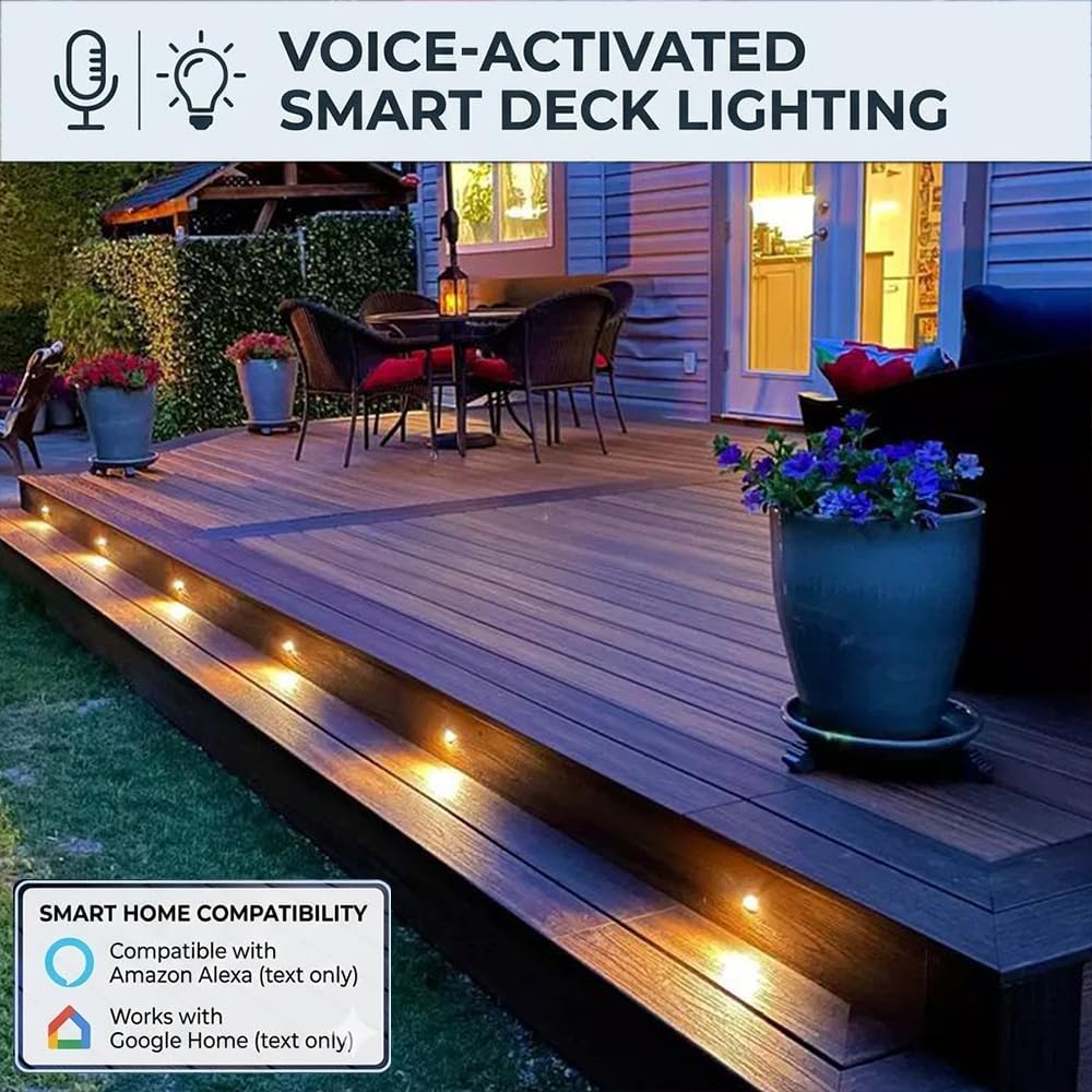 Sumaote Low Voltage LED Deck Lights, 30 Pack φ1.22 Smart WiFi RGBW Recessed Step & Stair Lighting Kit, IP67 Waterproof Outdoor for Under Deck & Walkway, Compatible with Alexa & Google Assistant