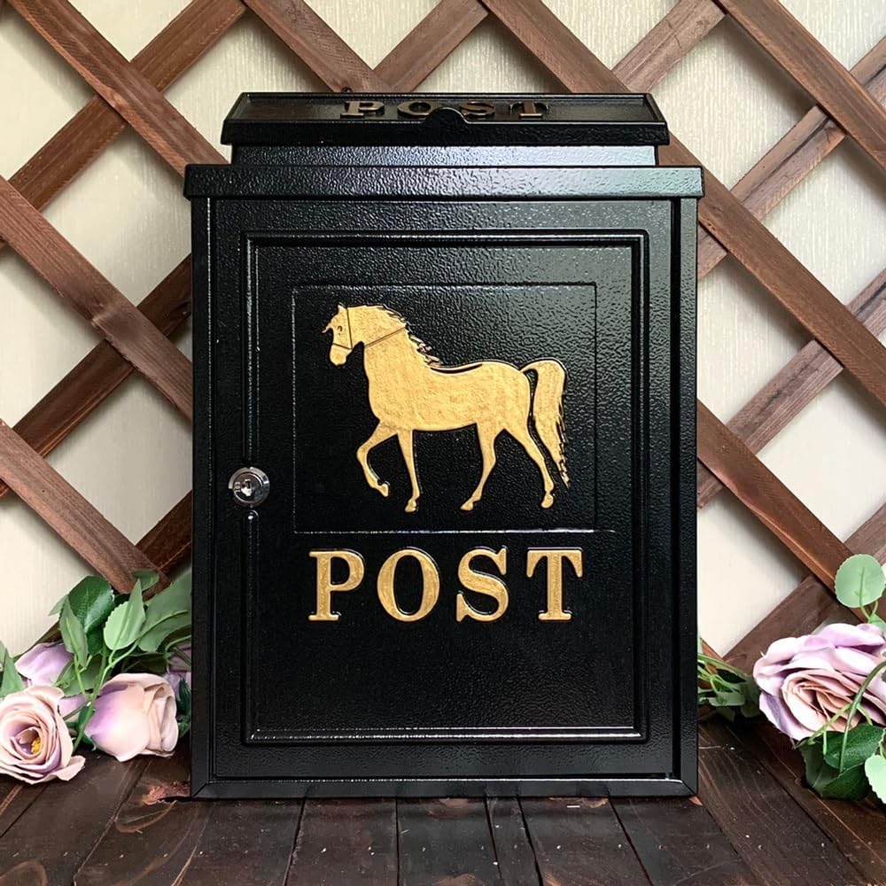 Wall Mount Mailbox for Outside, Rust-Proof Hanging Secured Postbox, Lockable Mailbox Security Lockbox Outdoor Retro Aluminum Post Box Secure(White)