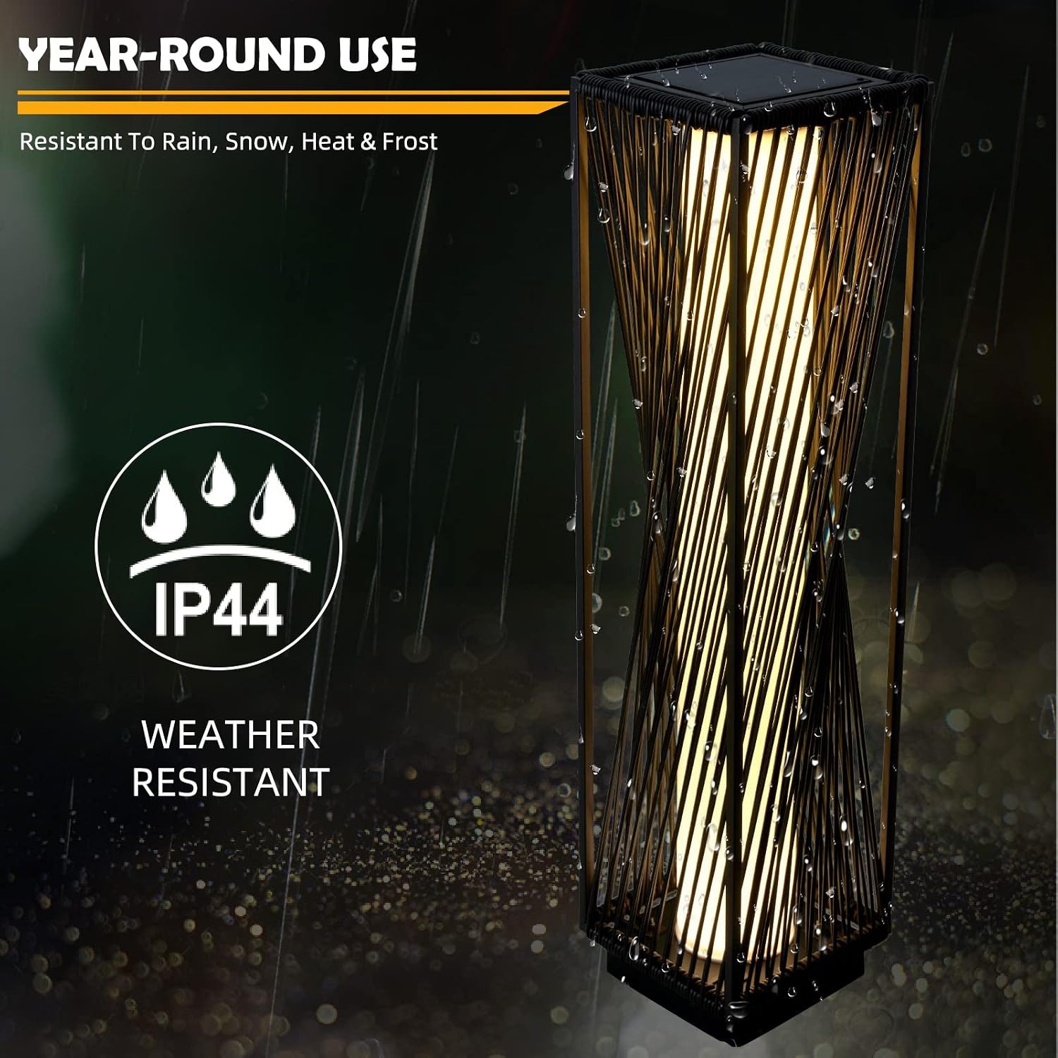 Solar Yard 2 Piece Outdoor Solar Floor Lamp Resin Wicker Solar Light Outdoor Waterproof for Yard, Garden, Pathway, Deck, Dazzle Dance (Brown 2 Piece)