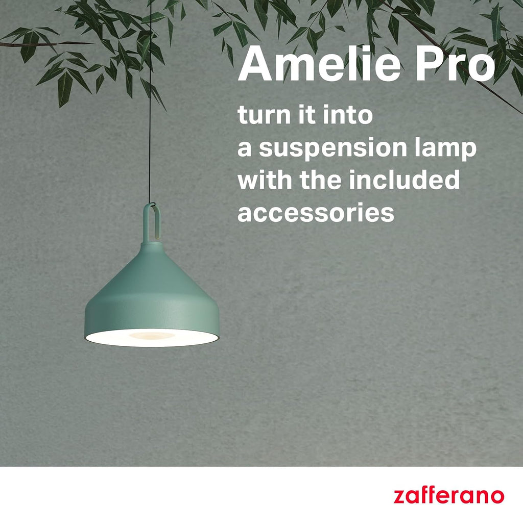 Zafferano, Amelie Pro Lamp, Rechargeable Cordless Table Lamp with Touch Control, Suitable for Indoor and Outdoor, Dimmer, 2200-3000 K, Height 13.4 Inches, Mint Green Color