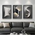 3 Piece Framed Black and White Abstract Wall Art for Living Room, Large Modern Minimalist Geometric Picture Prints Paintings, Bright Style Luxury Artwork for Bedroom Dining Room Wall Decor 20x30 Inch