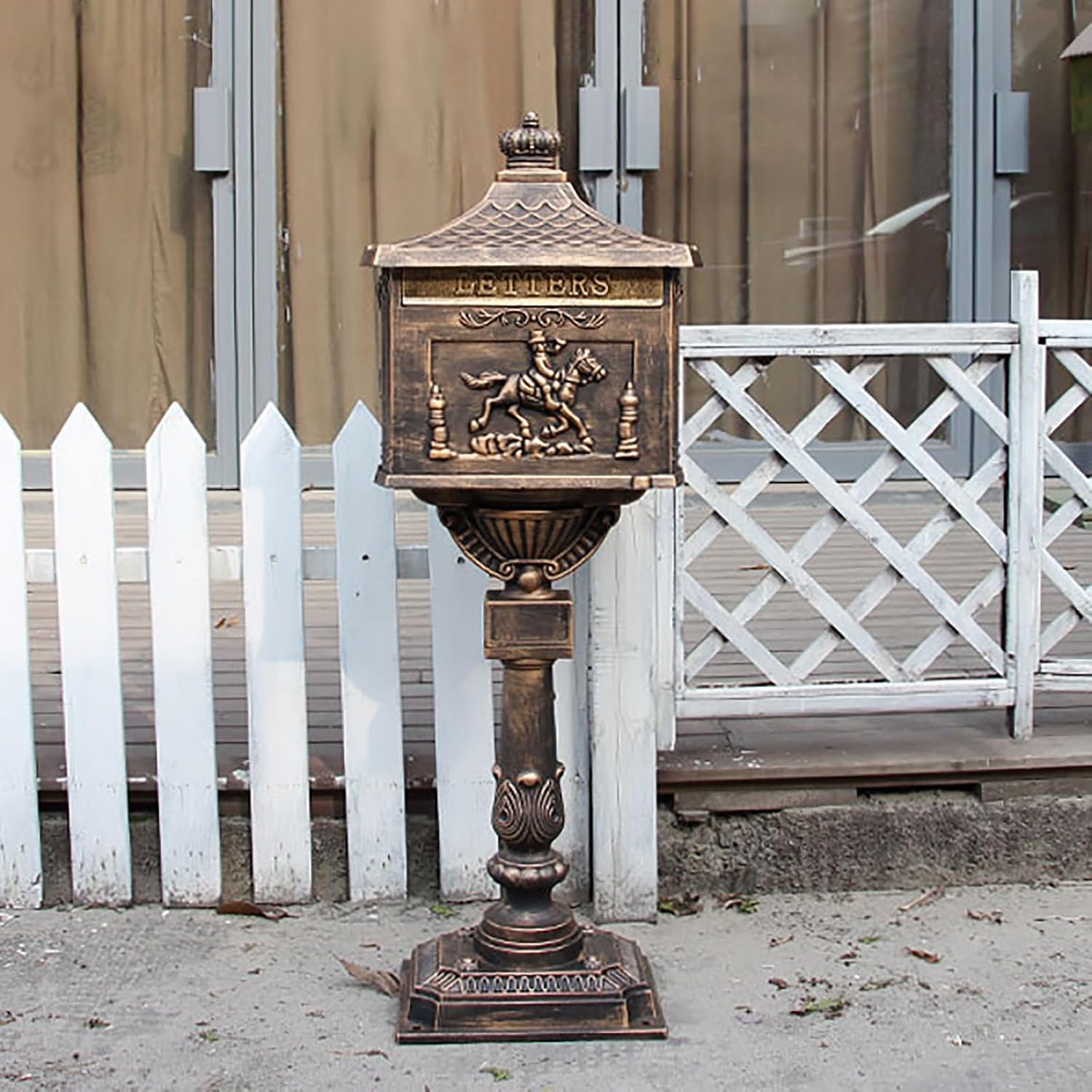 Cast Aluminum Mailbox with Post, Locking Residential Mailboxes for Outside, Rust-Proof Large Security Metal Mailbox