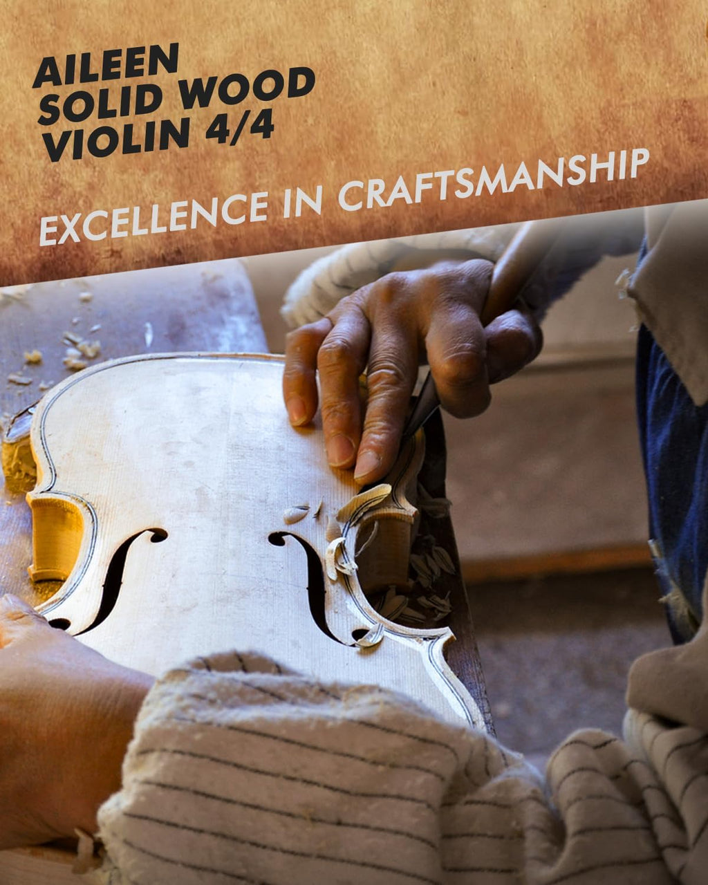 Aileen Solid Wood Violin 4/4 Full Size for Adults Beginners, Fiddle Set for Kids Students Starters Age 12+
