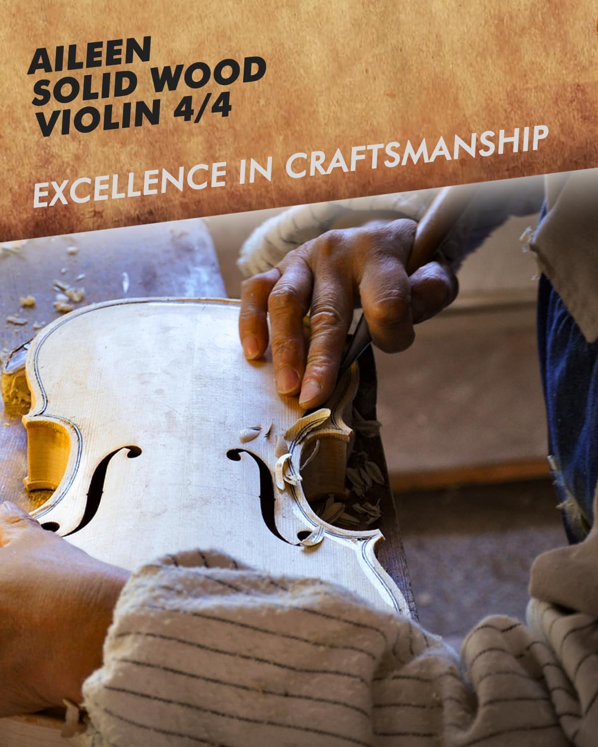 Aileen Solid Wood Violin 4/4 Full Size for Adults Beginners, Fiddle Set for Kids Students Starters Age 12+