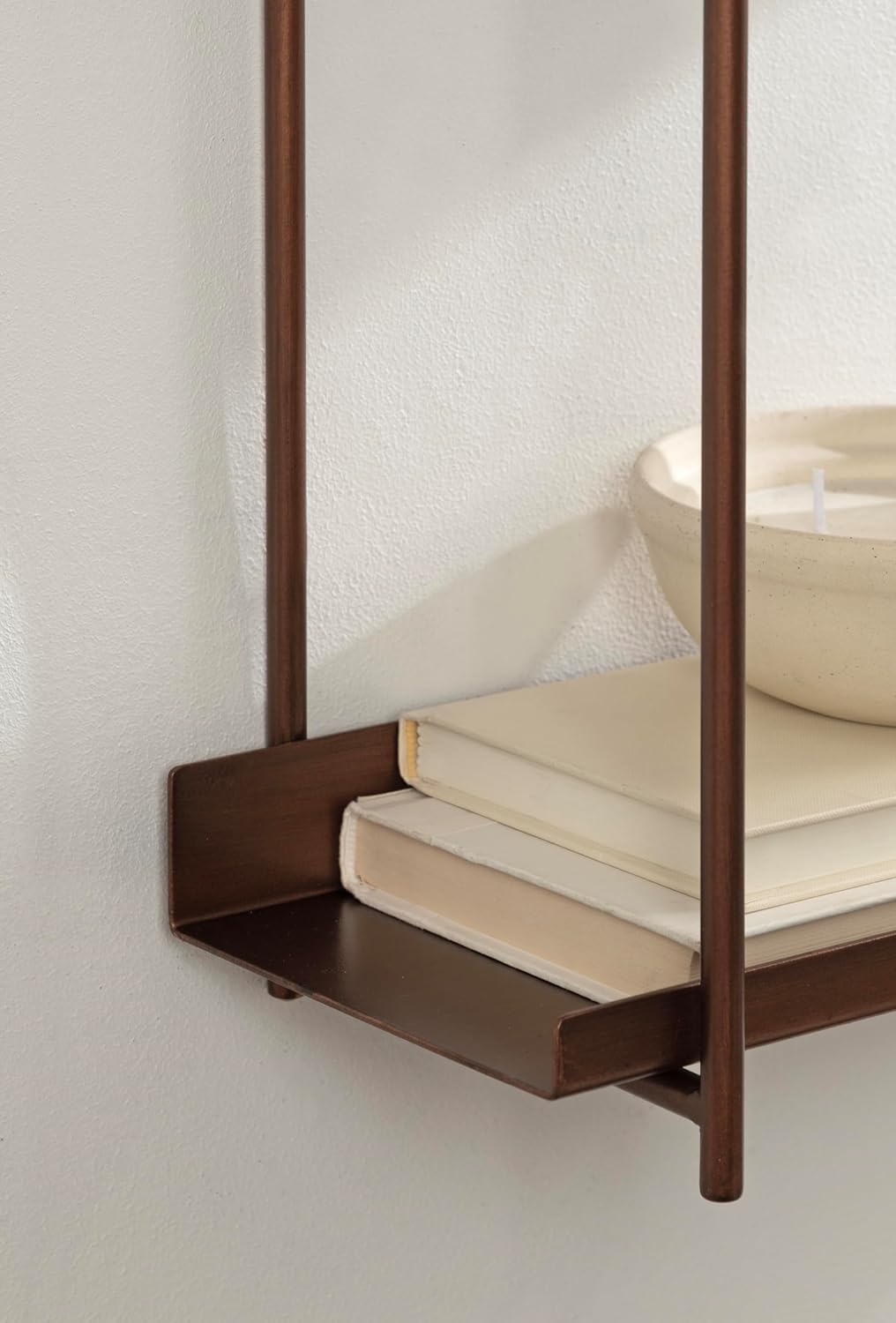 Kate and Laurel Dominic Modern Metal Bathroom Shelf; 20 x 7 x 30; Bronze; Contemporary Sleek 3-Tier Floating Shelves for Wall Decor; Display; and Over Toilet Storage