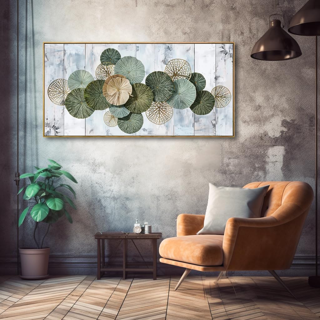 Wall Art Simple Wall Decor Green Canvas Painting Abstract Wall Art for Bedroom Living Room Dining Room Home Office Decor 24'x48' with Framed