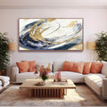 SDYA Large Artwork Abstract Painting 30'x 60'Gold Wall Decor Abstract Wall Art for Living Room Blue Artwork for Bedroom Kitchen Home Wall Decor