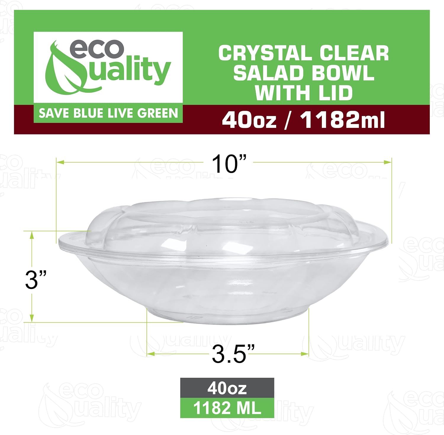 40oz Salad Bowls To-Go with Lids - Crystal Clear Plastic Disposable Salad Containers | Airtight, Lunch, Salads, Parfait, Fruits, Leak Proof, Airtight, Fresh, Meal Prep | Rose Bowl Container (150)
