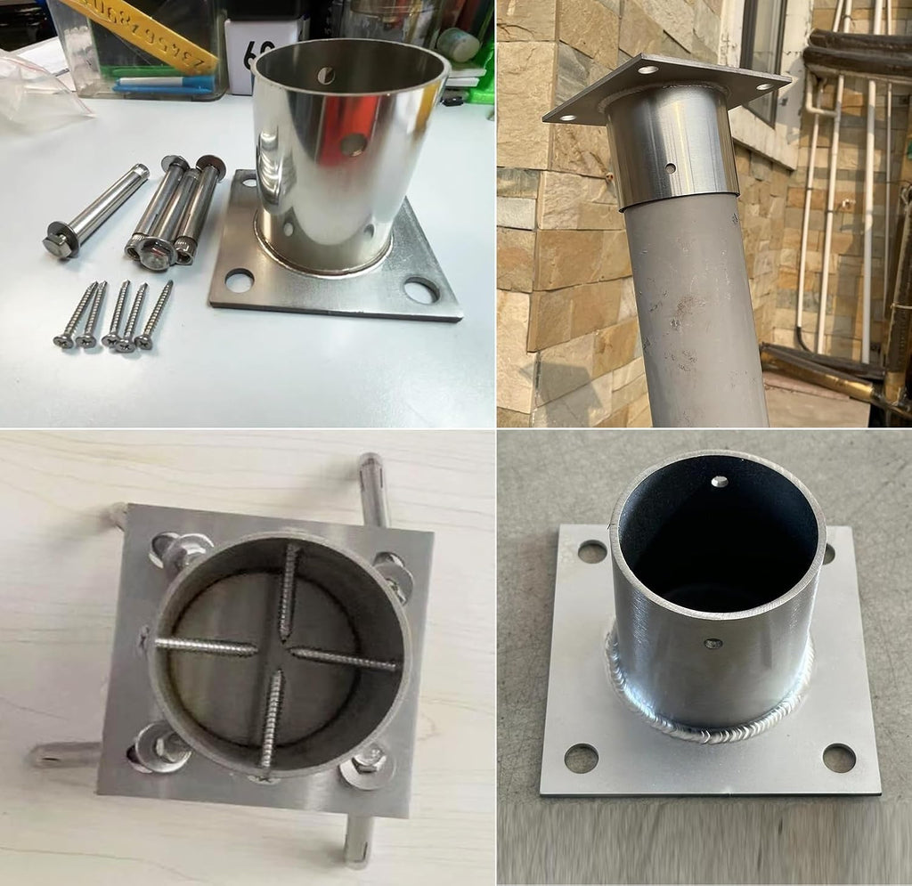 CMYUN Round Post Base Bracket 304 Stainless Steel, Concrete Wood Floor Post Bracket Anchor Outdoor, DIY Mailbox Pergola Deck Fence Railing Support Kit(Dia - 120mm(4.72in))