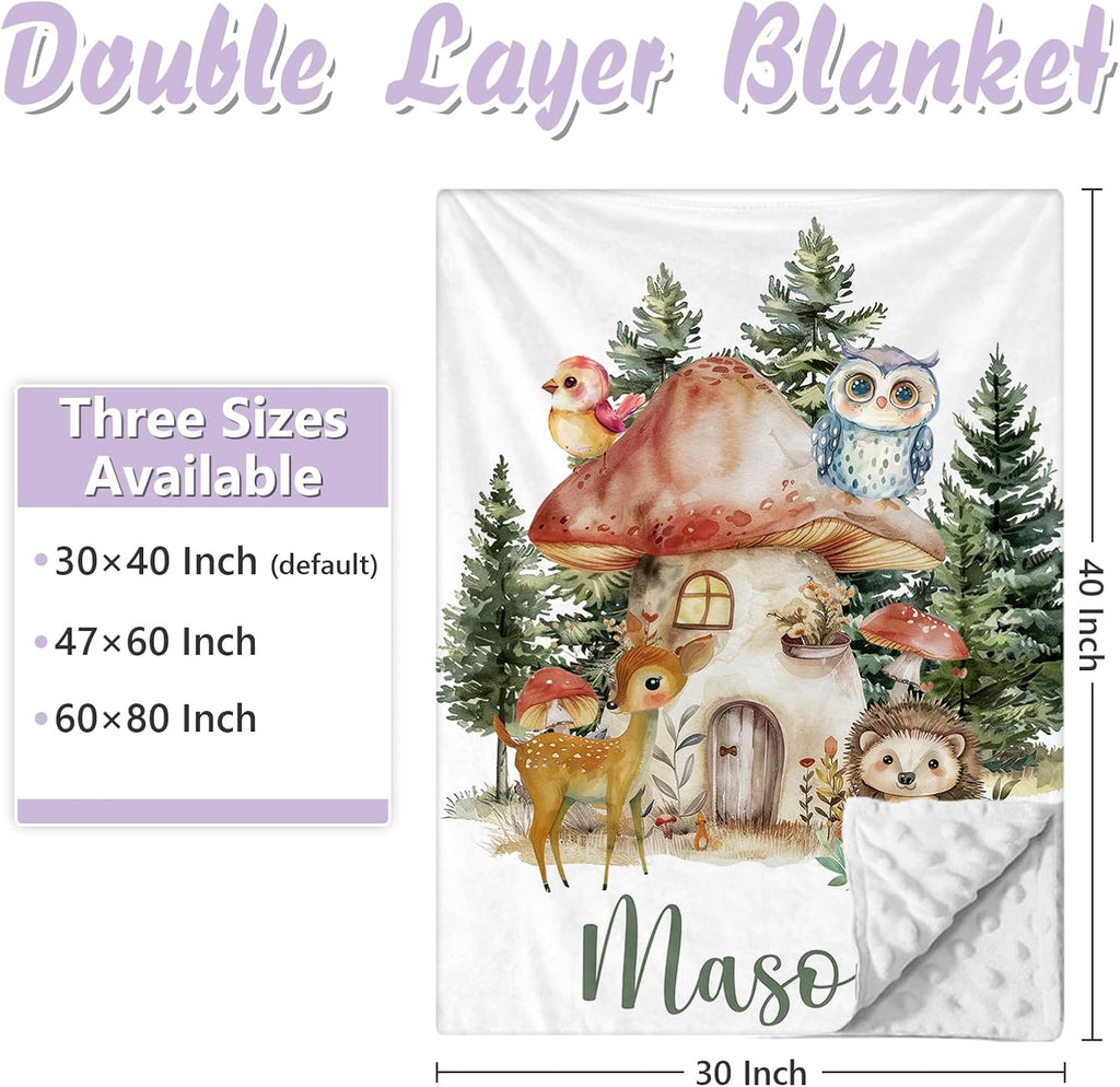 Personalized Baby Crib Bedding Set, 5 Pcs Custom Name Nursery Bedding Set for Girls Boys, Forest Animals Baby Crib Set for Toddlers Infants, Double Layer Bedding Crib Sets Customized Gifts