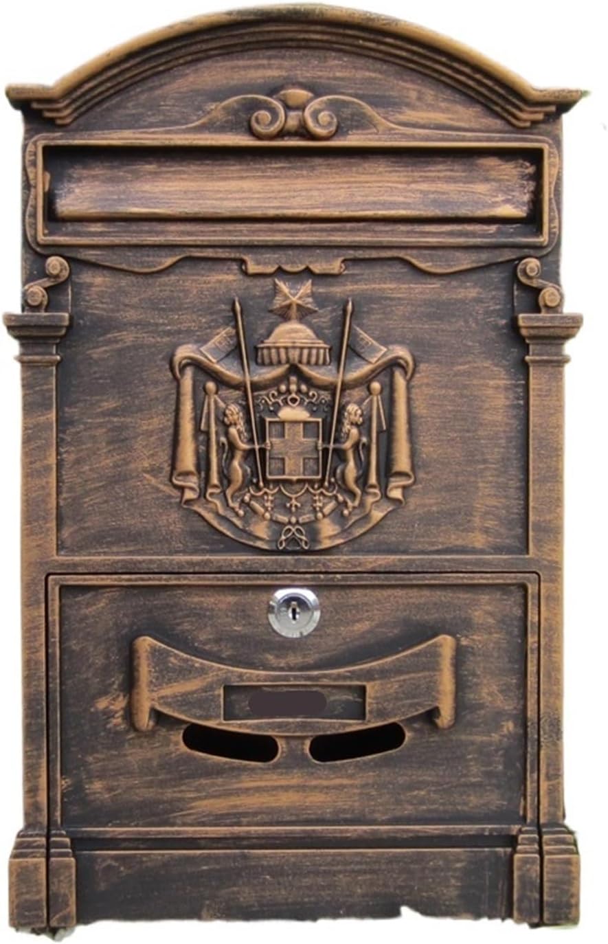 letterbox Wall Mount Locking Vintage Lockable Metal Mailboxe Large Capacity Postbox Security Mail Box for Receiving Mail