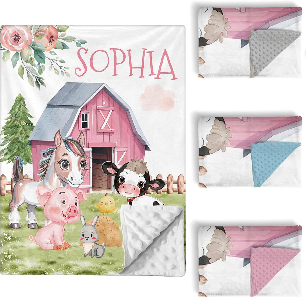 Personalized Baby Crib Bedding Set, 5 Pcs Custom Name Nursery Bedding Set for Girls Boys, Farm Animals Baby Crib Set for Toddlers Infants, Double Layer Bedding Crib Sets Customized Gifts