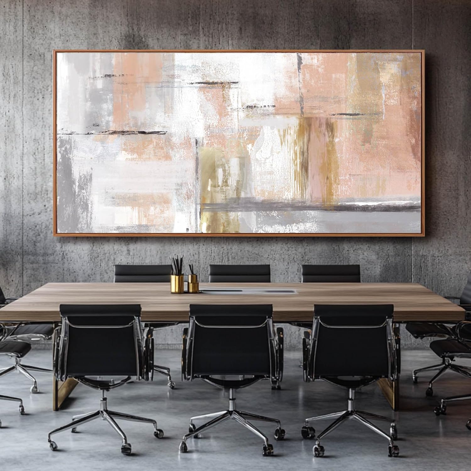 Kureful Large Painting Gold Abstract Wall Art for Living Room Bedroom Office Modern Artwork Graffiti Home Decor 30x60 Inches Ready to Hang