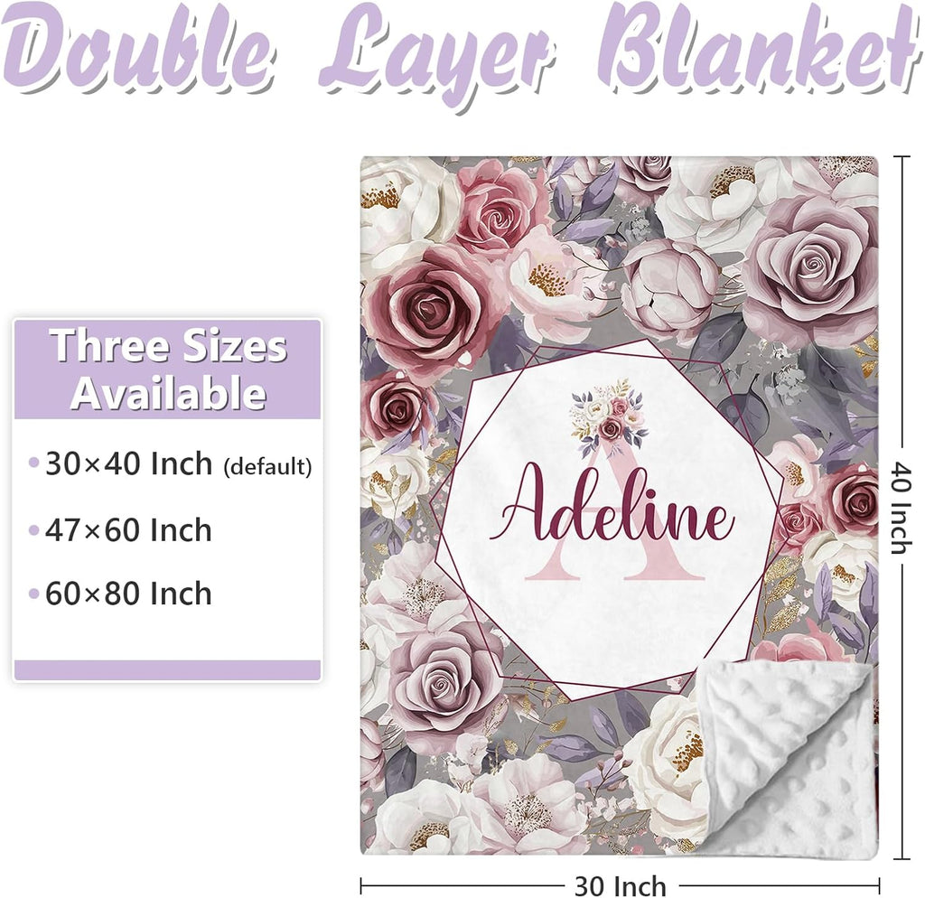 Personalized Baby Crib Bedding Set, 5 Pcs Custom Name Nursery Bedding Set for Girls Boys, Rose Baby Crib Set for Toddlers Infants, Double Layer Bedding Crib Sets Customized Gifts