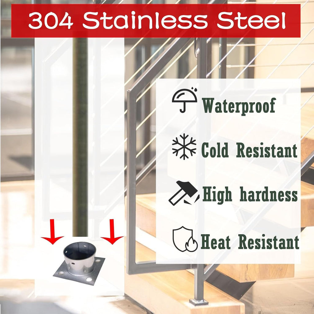 Deck Railing Post Side Mounting Brackets, Posts Support Pack for Fix Fence/Flag Round Posts, Sturdy Construction Pergola Brackets Kit Post Base with Screws(Dia 3.9 X 3.9IN(100 X 100MM),7 pcs)