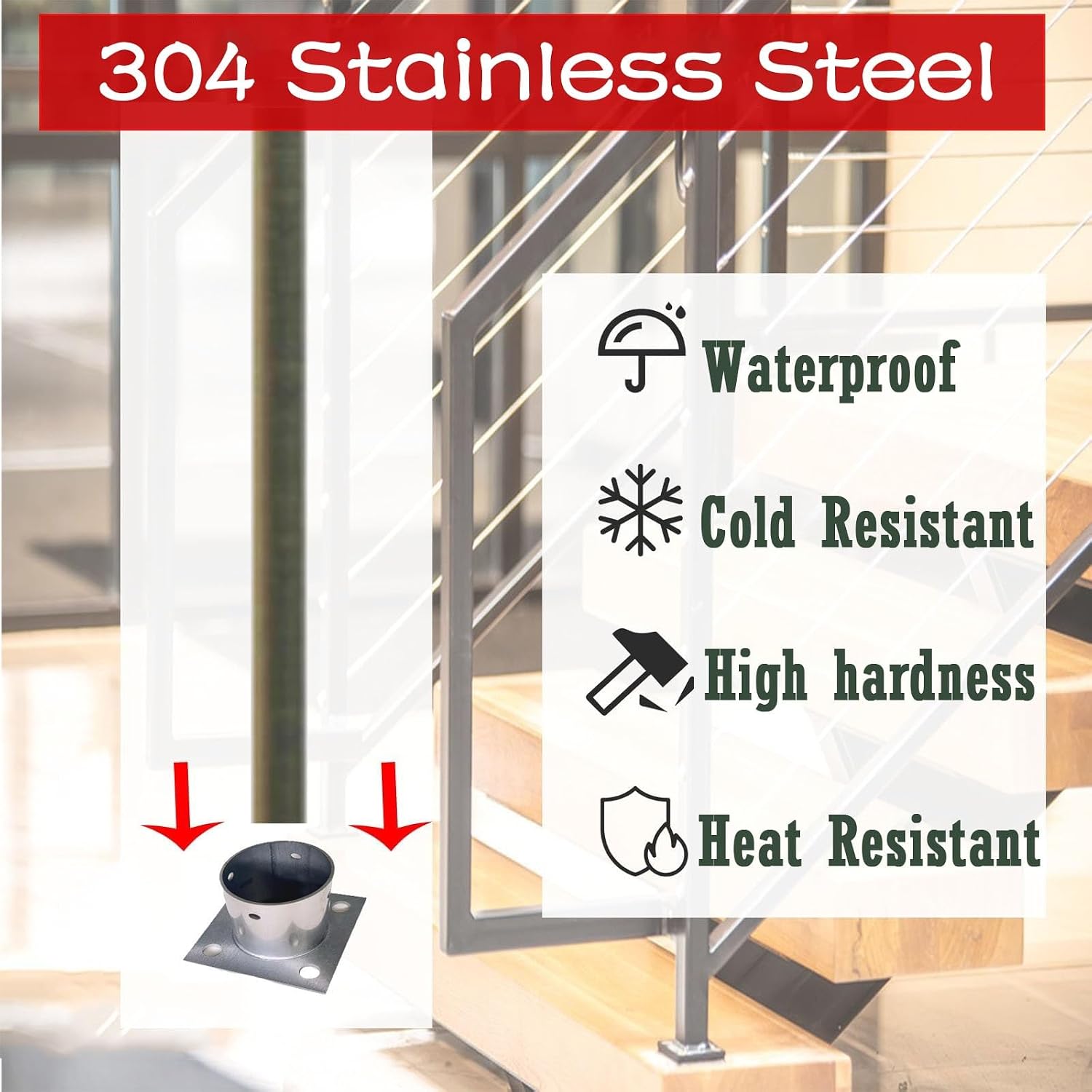 Deck Railing Post Side Mounting Brackets, Posts Support Pack for Fix Fence/Flag Round Posts, Sturdy Construction Pergola Brackets Kit Post Base with Screws(Dia 1.2 X 1.6IN(30 X 40MM),7 pcs)