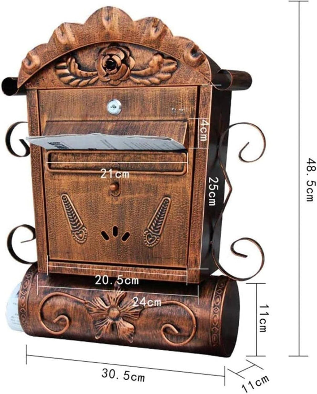 Retro Creative Letter Box，Wall Mounted Mail Box Post Letter Newspaper Holder Outdoor