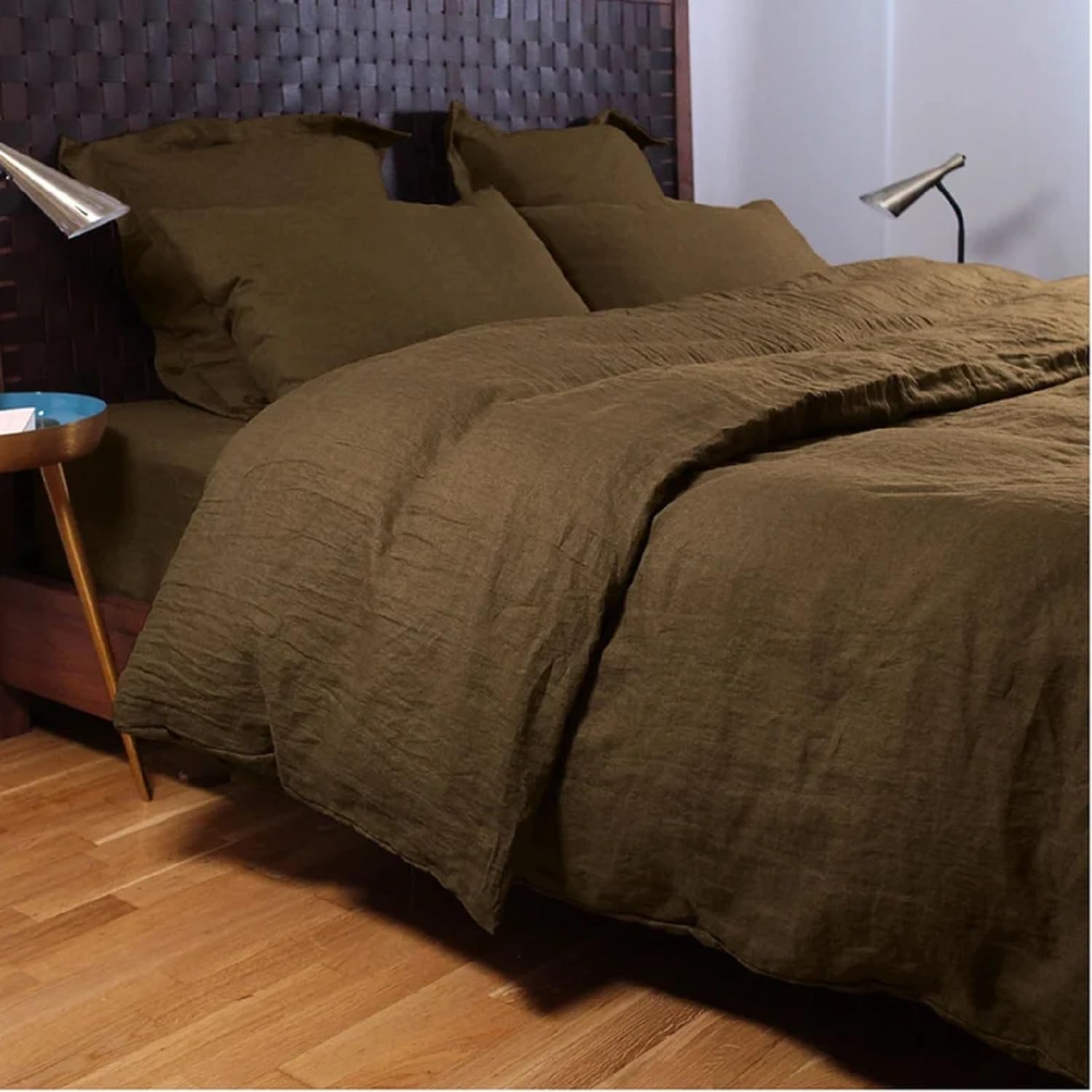 Coffee Color Washed Cotton Duvet Cover/Stonewashed Cotton Bedding/Twin Full Queen King/Toddler Cotton Reversible Bedding Set 2 Pillow Cover (Over Size 98X120)