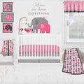 Bacati Elephants Crib Bedding & Nursery Decor Set 10 pc Crib Bedding Set with 2 Crib Fitted Sheets (Pink Fuchsia Gray)