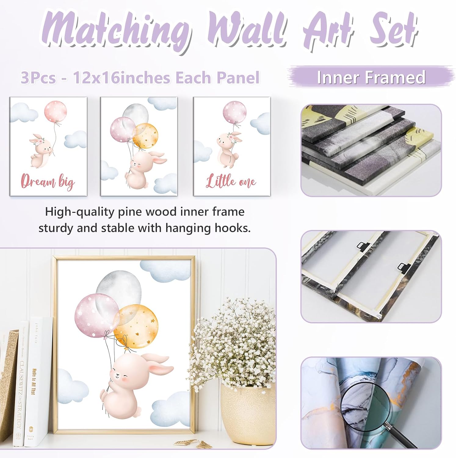 Custom Baby Crib Bedding Set, 5 PCS Personalized Name Baby Crib Sets for Girls Boys, Pink Rabbit Theme Nursery Bedding Sets for Infant Toddler, Double Layer Flannel Bed Set Customized Gifts