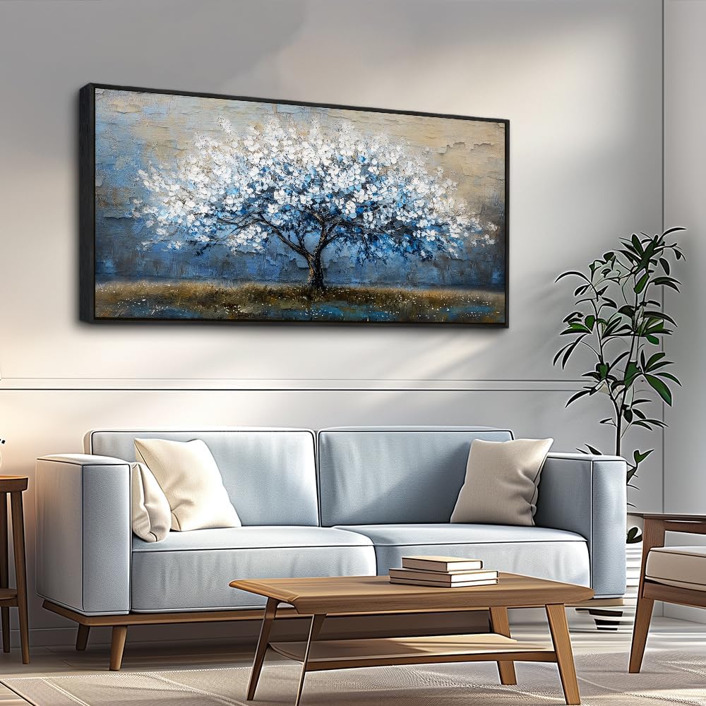 KELIYUAN Wall Art For Living Room Wall Decor For Bedroom Large Canvas Black Framed Wall Painting Abstract Tree Pictures Office Dining Room Decor Artwork Hotel Room Mural Home Decoration 30'X60'