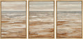 MUDECOR Framed Wall Art Print Set Neutral Coastal Seascape Minimalist Ocean Waves and Sandy Shore Illustrations Modern Art Boho Decorative for Living Room, Bedroom, Office - 24'x36'x3 NATURAL