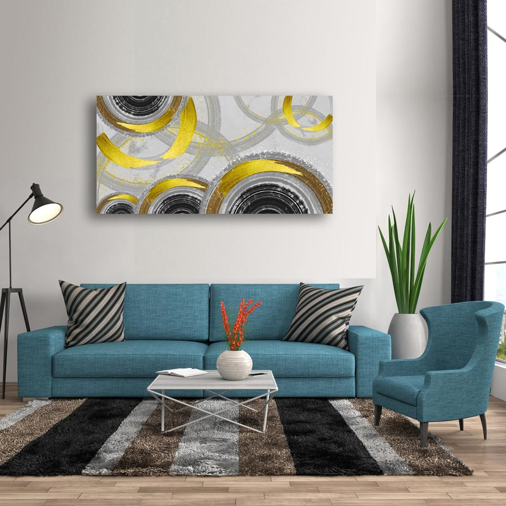 Yellow Abstract Smart Line Pictures Canvas Wall Art for Living room Bedroom Wall Decor,Smart Line Wall Art Print Paitnings for home Decor,Morden Artwork Full of Imagination Line Drawing Canvas Art Waterproof Stretched Ready to Hang-28x57inches