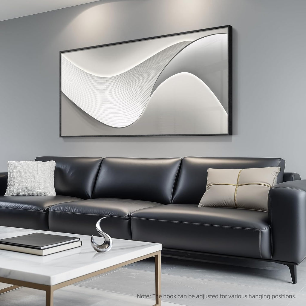Large Framed Modern Abstract Vertical Wall Art for Living Room, Bright Style Luxury Art Prints Paintings Artwork for Walls, Silver Gray Minimalist Pictures for Hallway Entryway Foyer Stair Office Wall Decor 30x60 In
